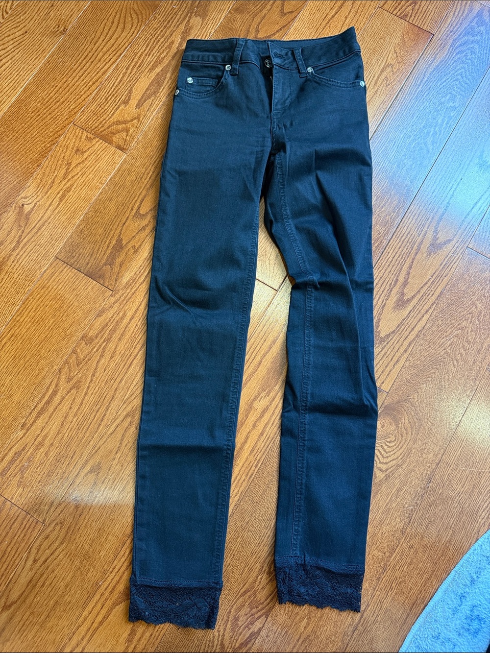 Liu Jo Black Skinny Jeans with Lace Cuff
